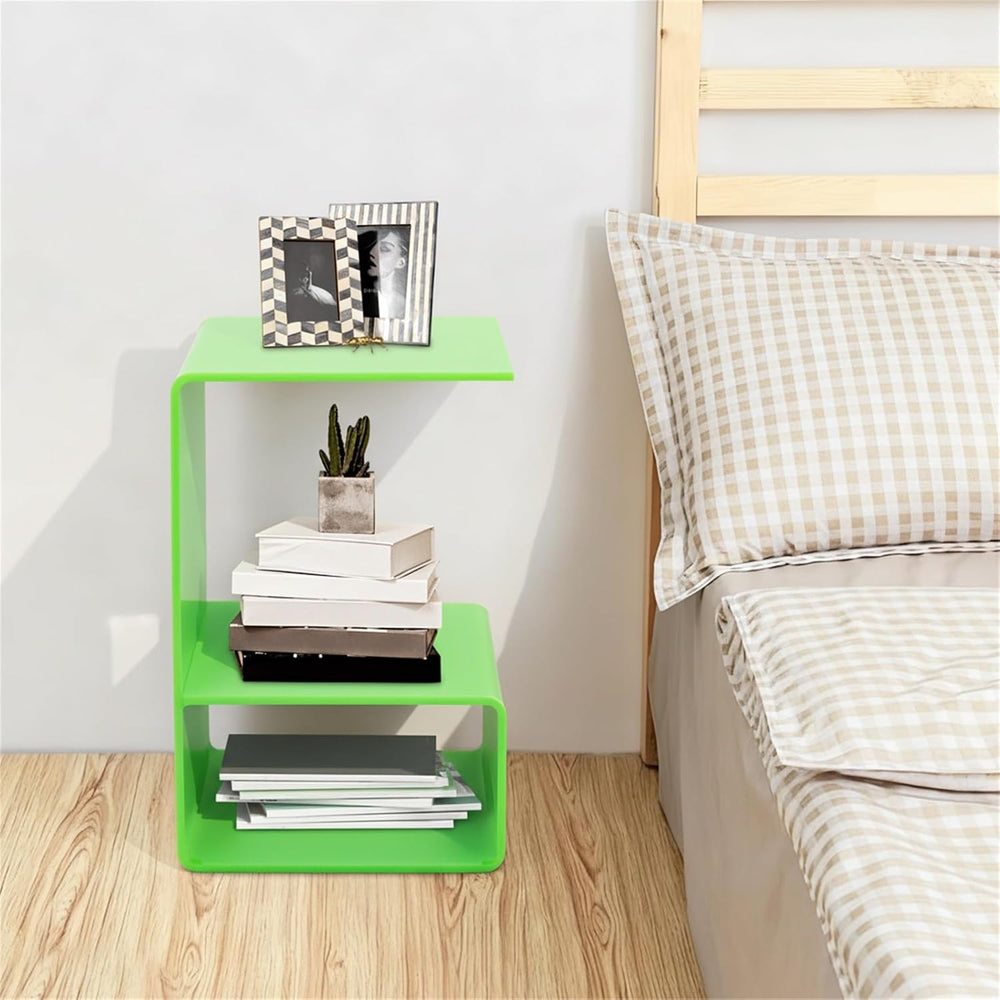 Acrylic Side Table 3-Tier, Modern End Table for Small Spaces with 22 lbs Shel...