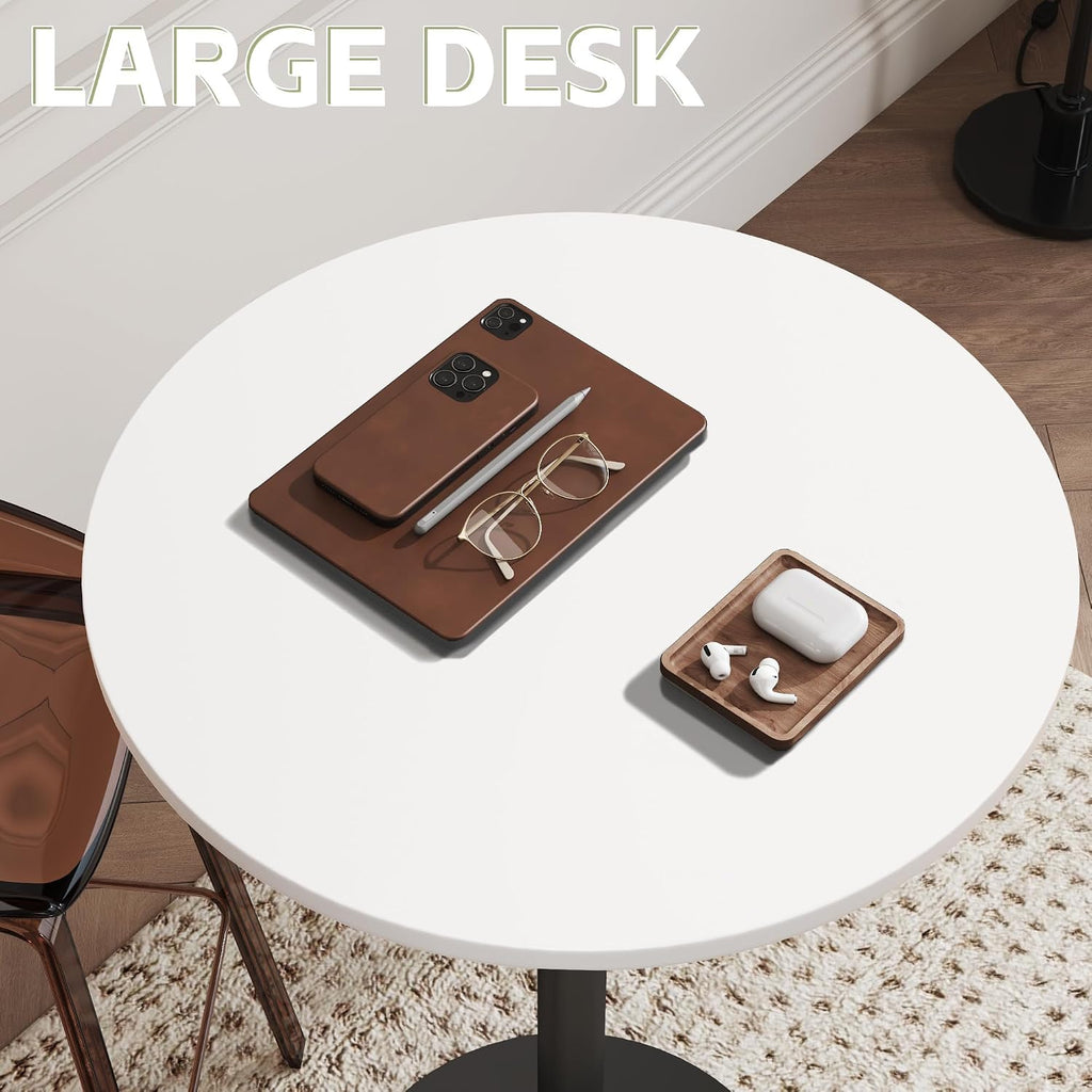 Flamaker Round Bistro Pub Table Modern Style Metal Base MDF Top Cocktail Bar Table Counter Bar Height for Pub, Dining Room, Party (2, White-Black)