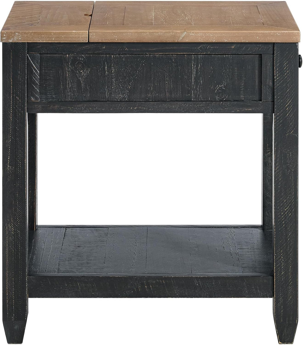 Martin Svensson Home Napa Farmhouse Chairside End Table with Charging Station...