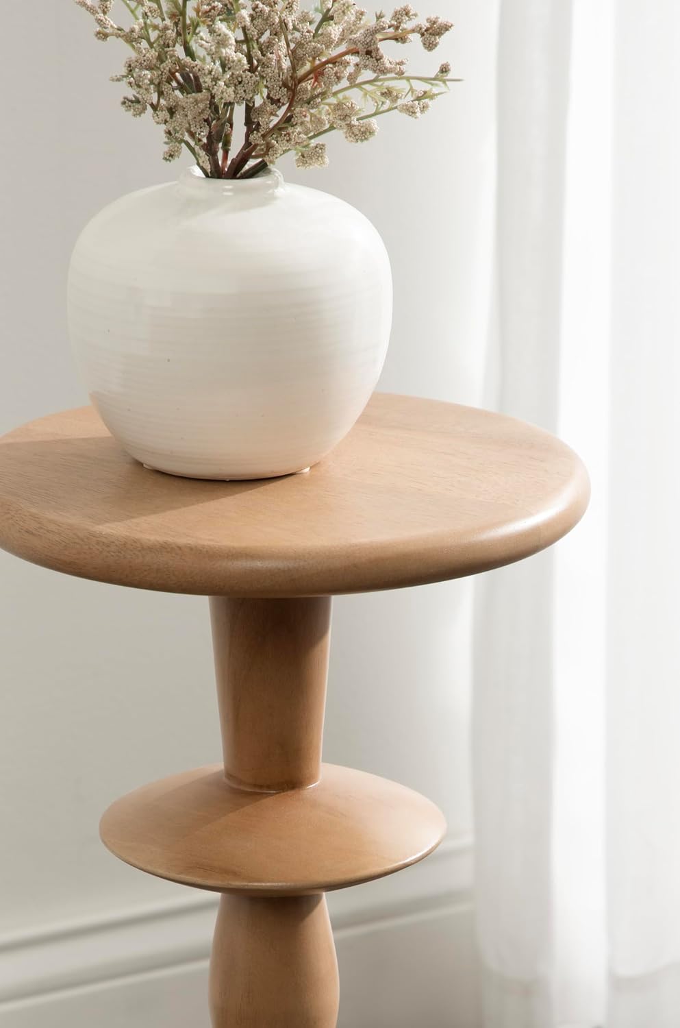 Kate and Laurel Avenal Modern Round Mango Wood Drink Table, 9 x 9 x 22, Natur...