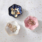 2Pcs Ceramic Jewelry Dish - Lotus Leaf Shape, for Ring Holder Necklace Small Key, Suitable for Mother Friend Sister, Gifts for Women, Cute Plate Trinket Tray, Home Decor (Green & White)