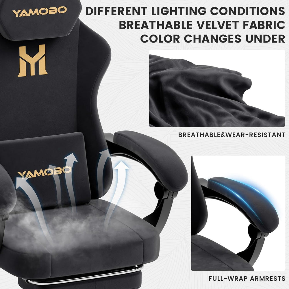 Gaming Chair with Footrest, Game Chair with Lumbar and Headrest Massage Suppo...