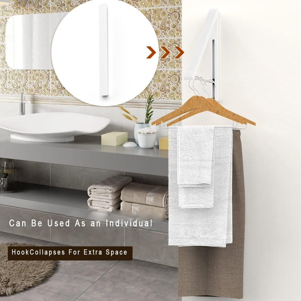 Drying Rack Wall Mounted Clothes Hanger Folding Wall Coat Racks Aluminum Home Storage Organiser Space Savers