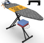 Xabitat Full Size Ironing Board 57" X 15" with Wall Mount Hanger, Full Metal Construction Iron Board, Built in Iron Caddy, Heat & Scorch Resistant Fabric, Cord Holder, Anti-Skid Feet, Heavy Duty