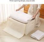 2 Pack Large Canvas Comforter Storage Bags Closet Organizer for Clothes Sweater Clothes Organizer with Dual Zipper Three Carrying Hand