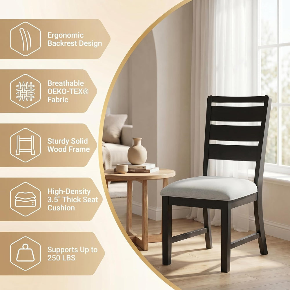 COLAMY Modern Dining Chairs Set of 2, Breathable Fabric Kitchen Chairs with H...