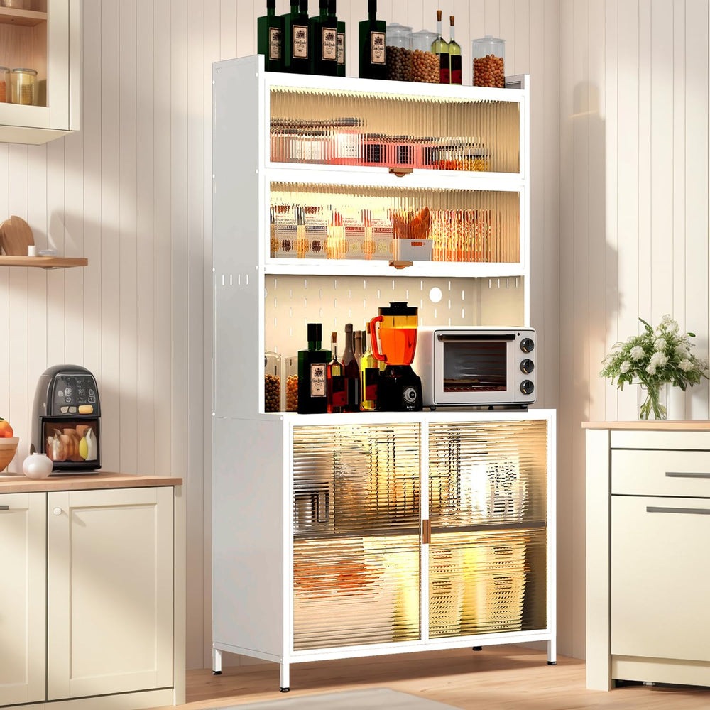 Kitchen Pantry Storage Cabinet, 73'' Tall Freestanding Cabinet with D...