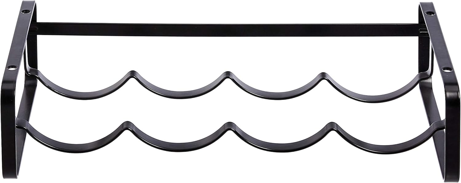 Amazon Basics Tabletop Stackable 4-Bottle Metal Wine Rack, 3.74"D x 15.75"W x 7.87"H, Black
