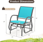 Giantex Swing Glider Chair W/Study Metal Frame Comfortable Patio Chair Love-Seat for Garden, Porch, Backyard, Poolside, Lawn Outdoor Rocking Chair (2, Turquoise)