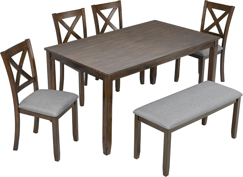 LUMISOL 6 Piece Dining Table Set for 6, Solid Wood Kitchen Table with 4 Chair...