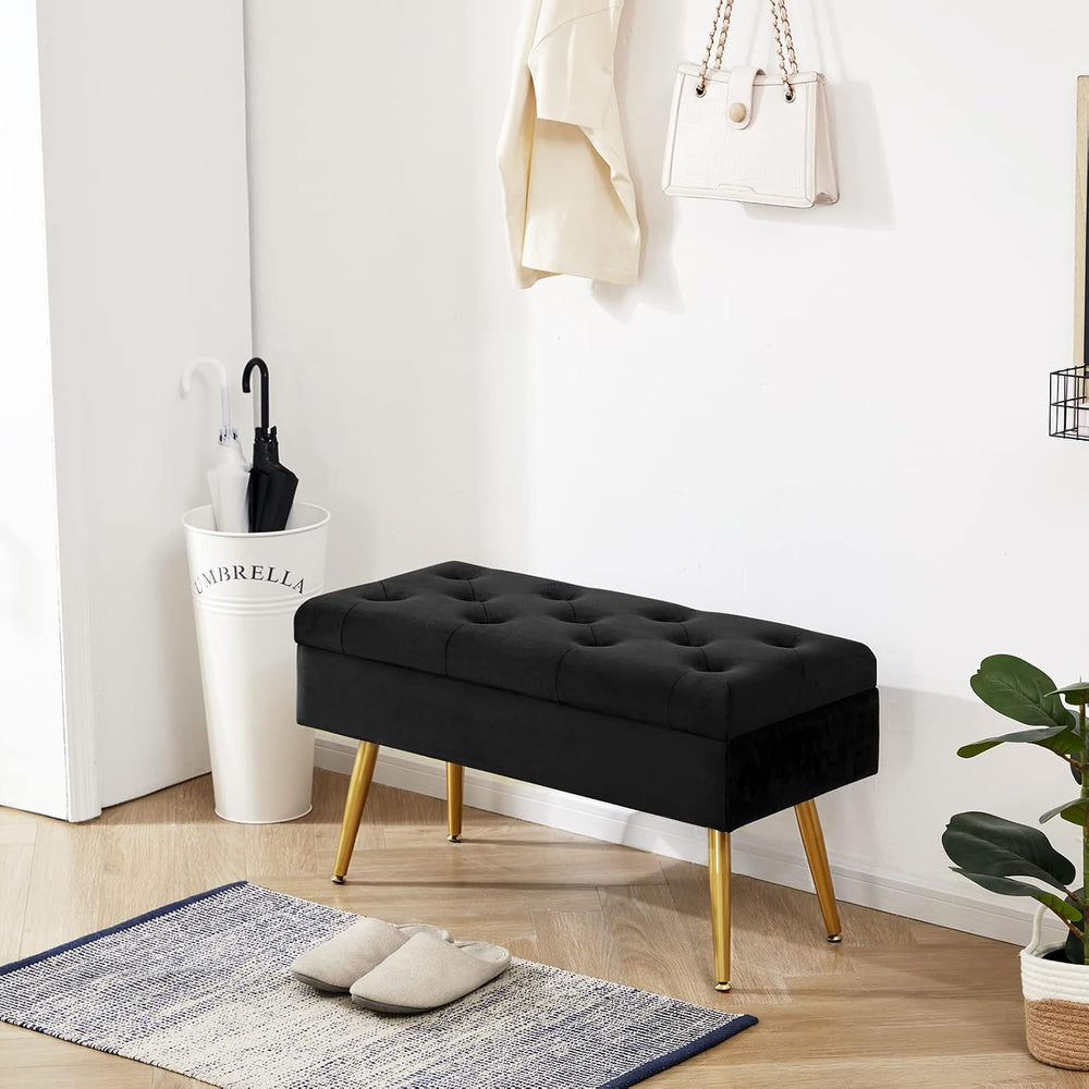 Gitrah Storage Bench Entryway Bench End of Bed Bench Ottoman Upholstered Velv...