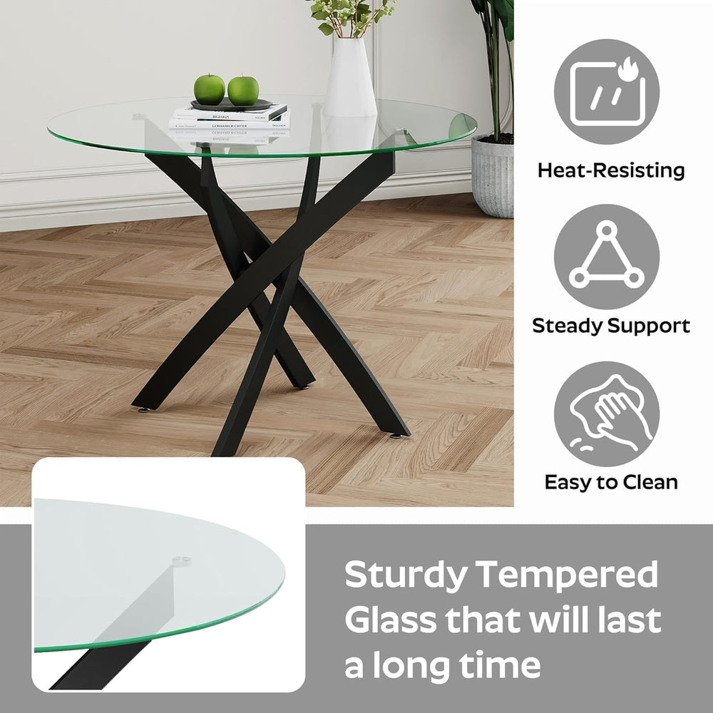 36" Round Dining Table Set for 4, Small Round Kitchen Table with 4 Boucl...