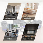 Breathing Leather Power Reclining Sofa Set, Living Room Furniture Set with Recliners, Leather Couch Loveseat and Chair with LED Lights/USB Ports/Storage (Black Gray, 3-Seat Sofa)