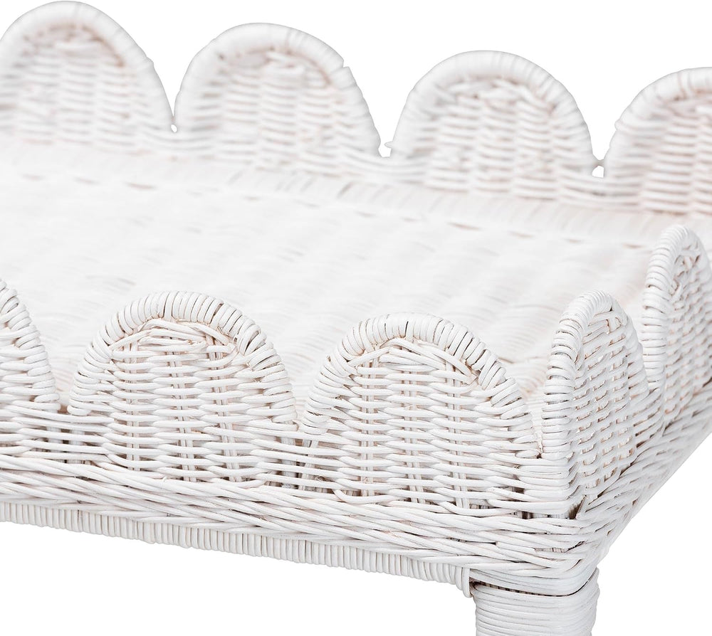 Bali & pari Sumana Natural Rattan Side Table - Handwoven Wicker 2-Tier Ac...