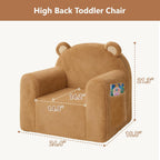 MONKISS Toddler Chairs Comfy, Brown Bear Kids Couch for Ages 1-6 | Toddler Couch, High-Back Foam Armchair, Machine-washable Removable Cover, for Bedrooms, Playrooms, Reading, Rest and Gifts