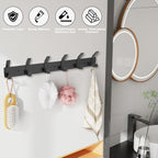 2 Pack Coat Rack Wall Mount,17.3 in Wall Hooks for Hanging, Coat Hanger Wall Mount Towel Rack Hat Rack for Wall with 6 Hooks for Entryway, Bedroom, Bathroom (Black,6 Hook-2Pack)