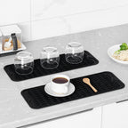 Silicone Dish Drying Mat for Multiple Usage,Easy clean,Eco-friendly,Heat-resistant Silicone Mat for Kitchen Counter,Sink,Bar,Bottle,or Cup Black M 17 inches x 6 inches