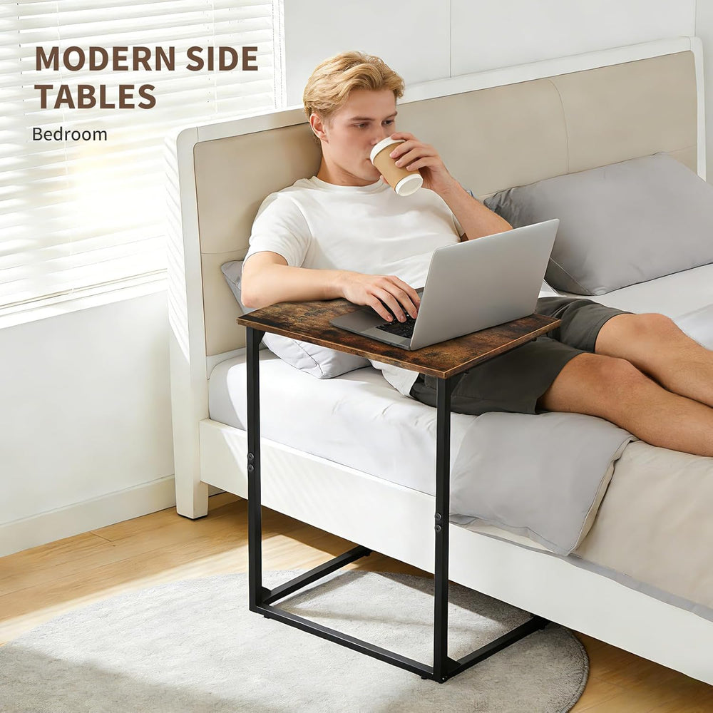 C Shaped End Tables Set of 2, Couch Tables that Slide Under Sofa, High Table ...