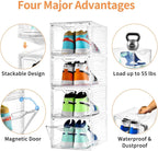 10 Pack Large Shoe Boxes Clear Plastic Stackable,Shoe Storage Organizer with Lids,Shoe Rack for Closet,Shoe Organizer and Shoe Containers for Sneaker Storage, Shoe Display Case Fit up to US Size 13