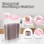 3+5Lbs 2Pack Small Cat Dog Food Storage Containers BPA Free, Airtight Pet Food Storage Containers with Large Pour Spout/1 Measuring Cup/ 4 Safety Locks and Double-Layer Silicone Strip (Pink)