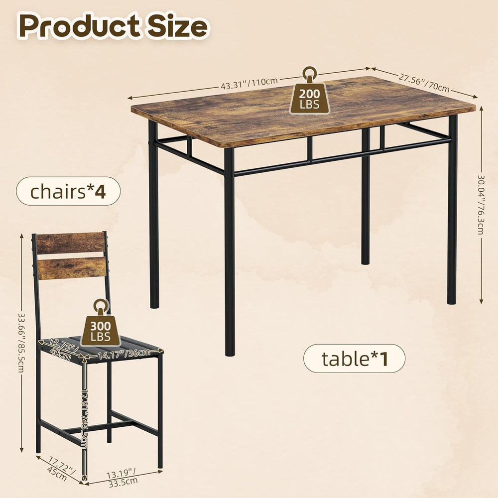 Kitchen Table Chairs Set of 4, 5-Piece Modern Dining Table Set | Kitchen Tabl...