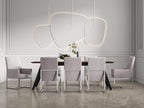 Manhattan Comfort Element Modern Velvet Dining Chairs, High Density Foam, Chrome Finish Stainless Steel Frame, High-Back, Fully Assembled Industrial Chic Accent Furniture, Set of 2, Champagne