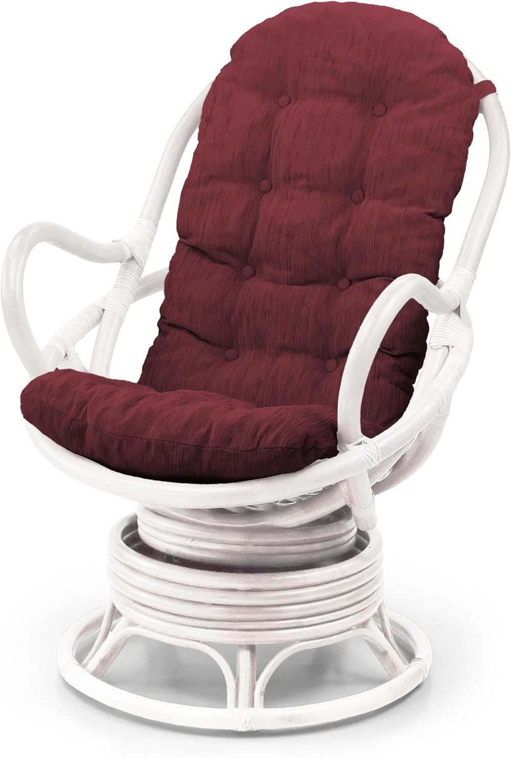 Java Lounge Swivel Rocking Chair with Dark Brown Cushion Natural Rattan Wicke...