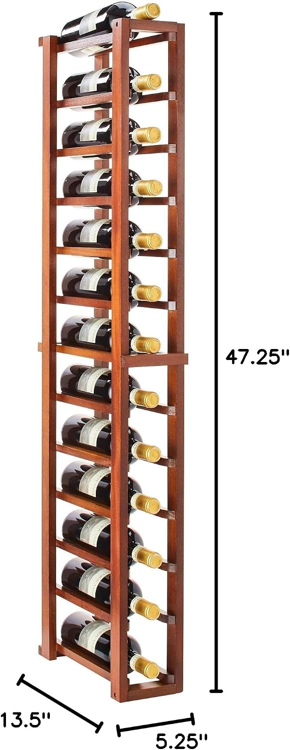 Wine Enthusiast N'FINITY Stackable 4 Foot Wine Rack - 1 Column - Solid Mahogany- 12 Bottle Capacity- Stylish Durable Wine Rack Home Decor – Bar Cabinet Liquor Storage