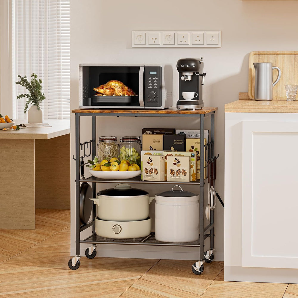NTE Rolling Kitchen Microwave Cart, 3 Tier Microwave Stand with Storage, Smal...