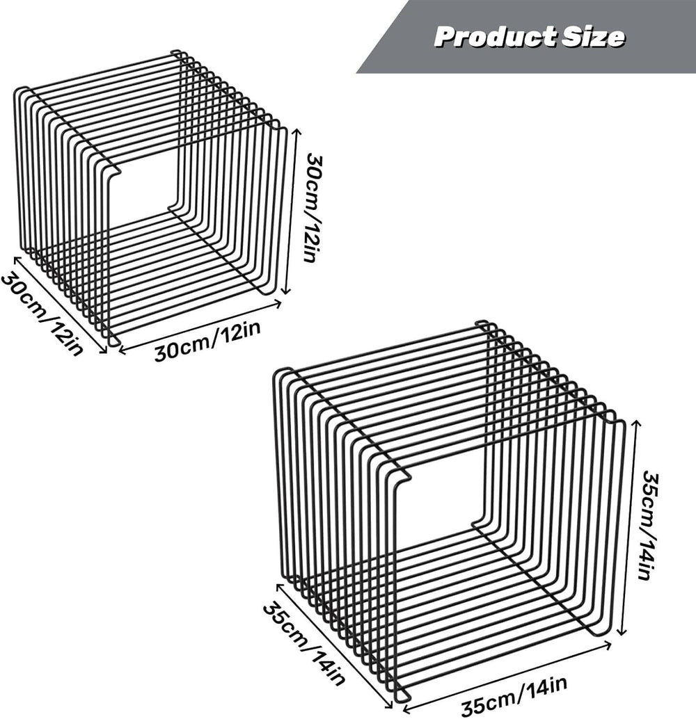 Stainless Steel Side Table, Metal Side Table with Wire Cube Storage, Retro Sq...