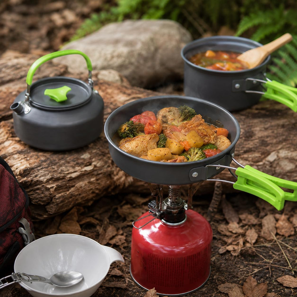MalloMe Camping Cookware Mess Kit for Backpacking Gear – Camping Cooking Set ...