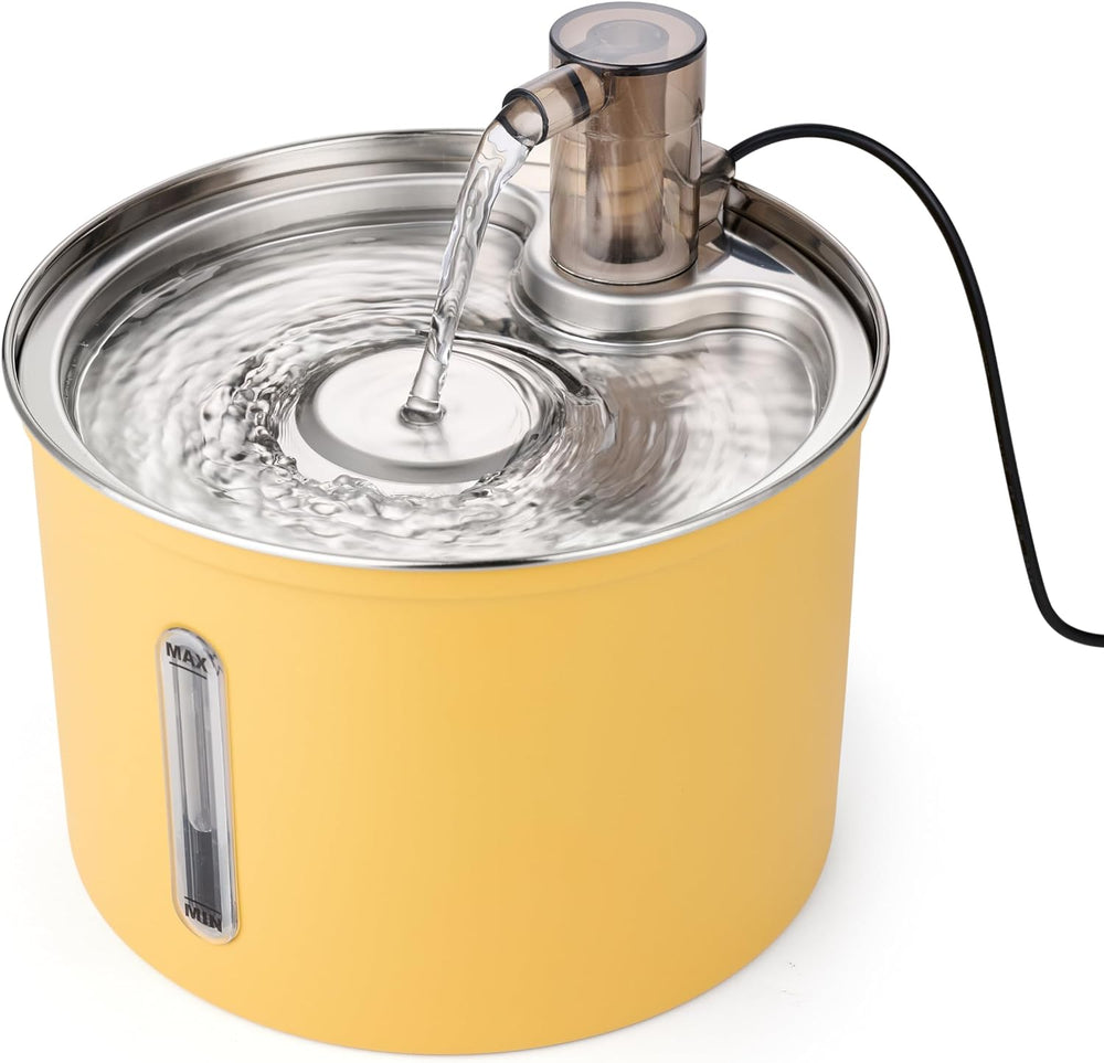 Stainless Steel Cat Water Fountain 3L – Ultra Quiet Pump, Triple Filtration S...