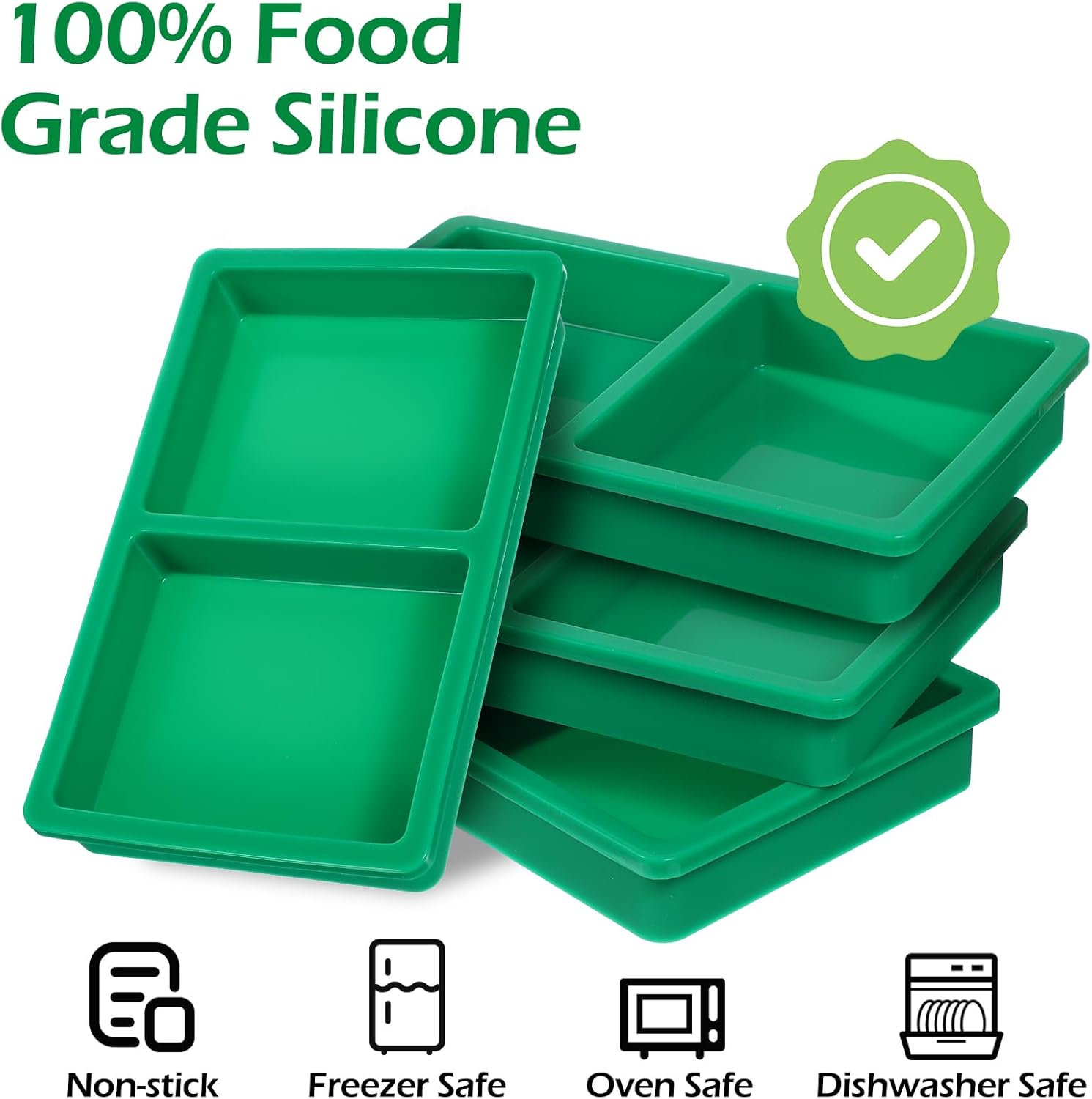 Silicone Tray Dividers for Harvest Right Freeze Dryer Medium and Small Trays, Silicones Food Molds for Harvest right freeze dryer accessories, 4 pcs Green silicone food freezer tray