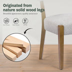 Modern Dining Chairs Set of 8, Walnut Upholstered Kitchen & Dining Room Chairs, Mid Century Modern Wooden Dining Chairs Oversized Sturdy Rounded Chairs Curved Back, Beige Fabric