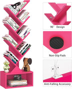 9 Tier Tree Bookshelf,Christmas Green Bookcase for Narrow Space, Storage Organizer Floor Standing Bookshelves for Books, Tall Book Case for Home Office, Living Room, Bedroom