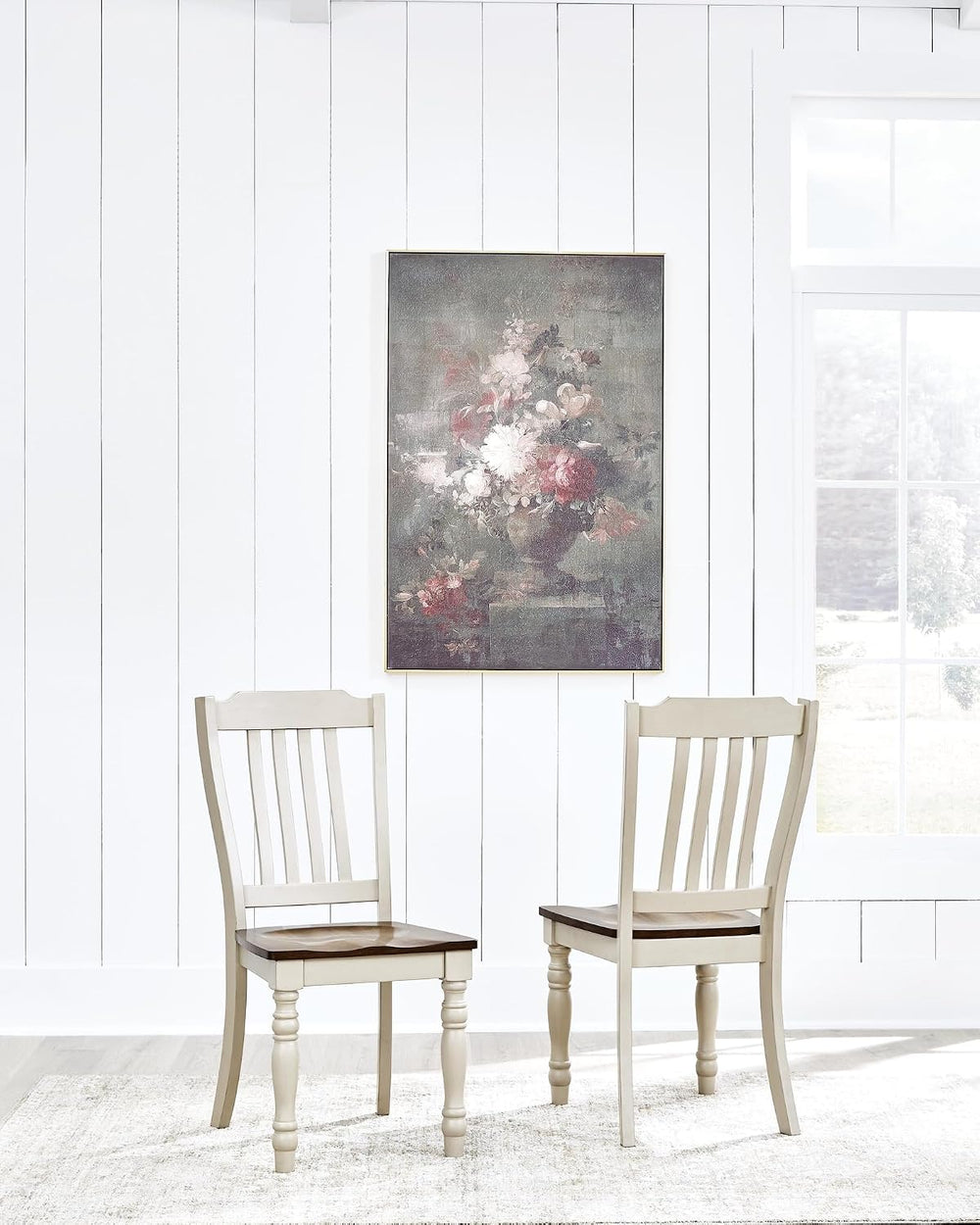 Signature Design by Ashley Waverun Dining Chair, Set of 2, White & Brown ...