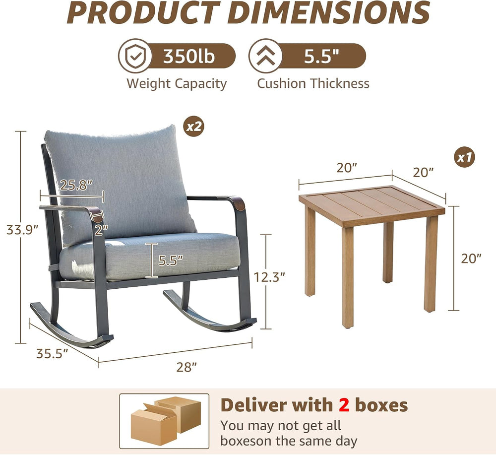 NATURAL EXPRESSIONS 3 Piece Patio Bistro Set, Glider Rocking Chairs & Table