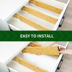 VaeFae 6 Pack Bamboo Drawer Dividers, 4" High Adjustable 11.9-17.1" Clothes Drawer Organizers, Expandable Separators for Bedroom/Bathroom/Kitchen/Office Storage