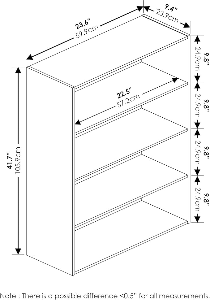Furinno Pasir 4 Tier Open Shelf, French Oak Grey
