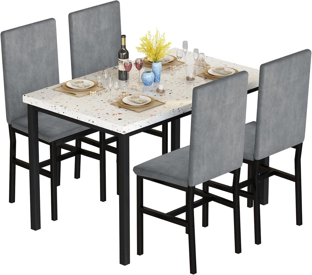Hooseng Dining Table Set for 4, Kitchen Table and Chairs Set for 4, Small Din...