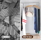 Tie Rack Hanger for Closet,360 Degree Rotating Tie Holder Organizer with 24 Folding Hooks,Wooden Men's Neck Tie Organizer Storage for Belts Tank Tops Scarves