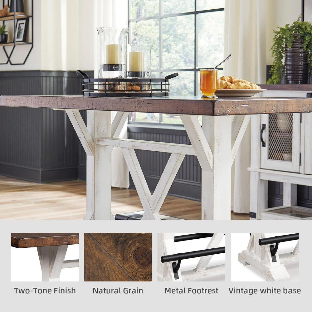 Signature Design by Ashley Valebeck Counter Height Dining Table, Rustic Farmh...
