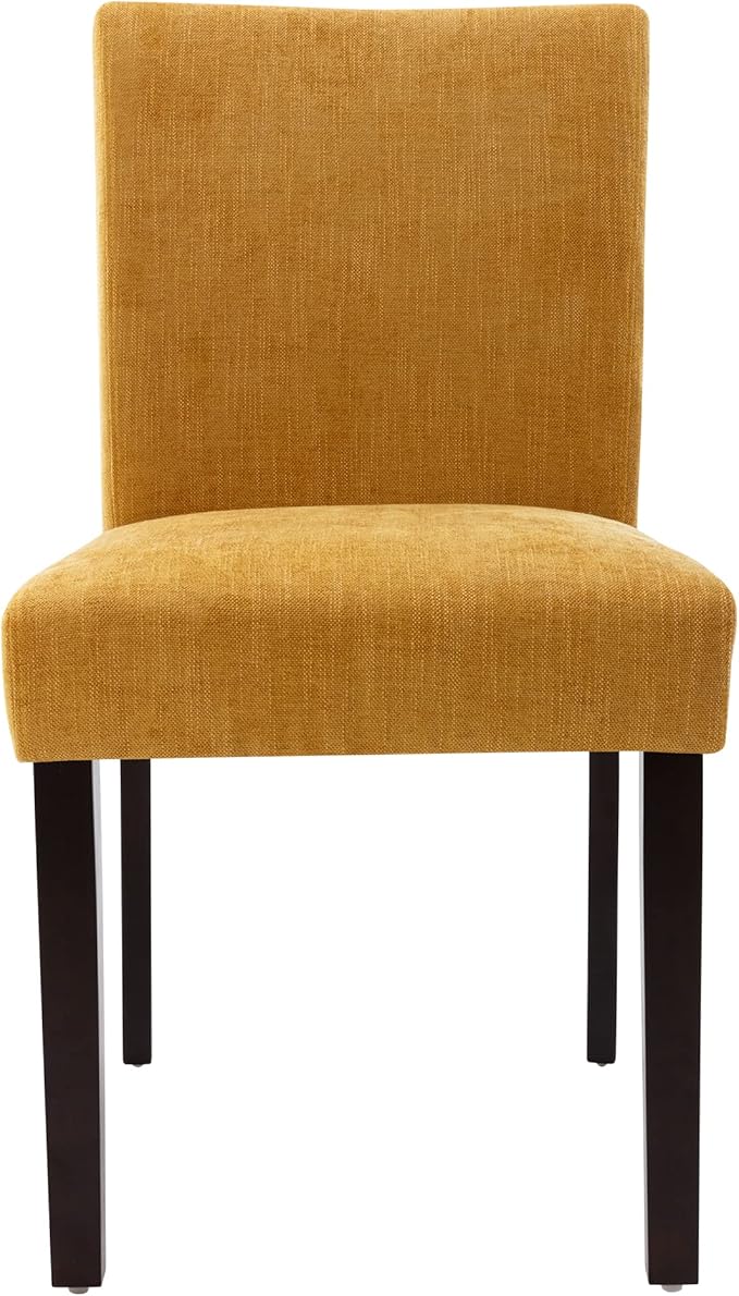 Watson & Whitely Kitchen & Dining Room Chairs with Low Backs, Upholstered Dining Chairs Set of 2, Modern Armless Dining Table Chairs with Solid Wood Legs, Bright Yellow