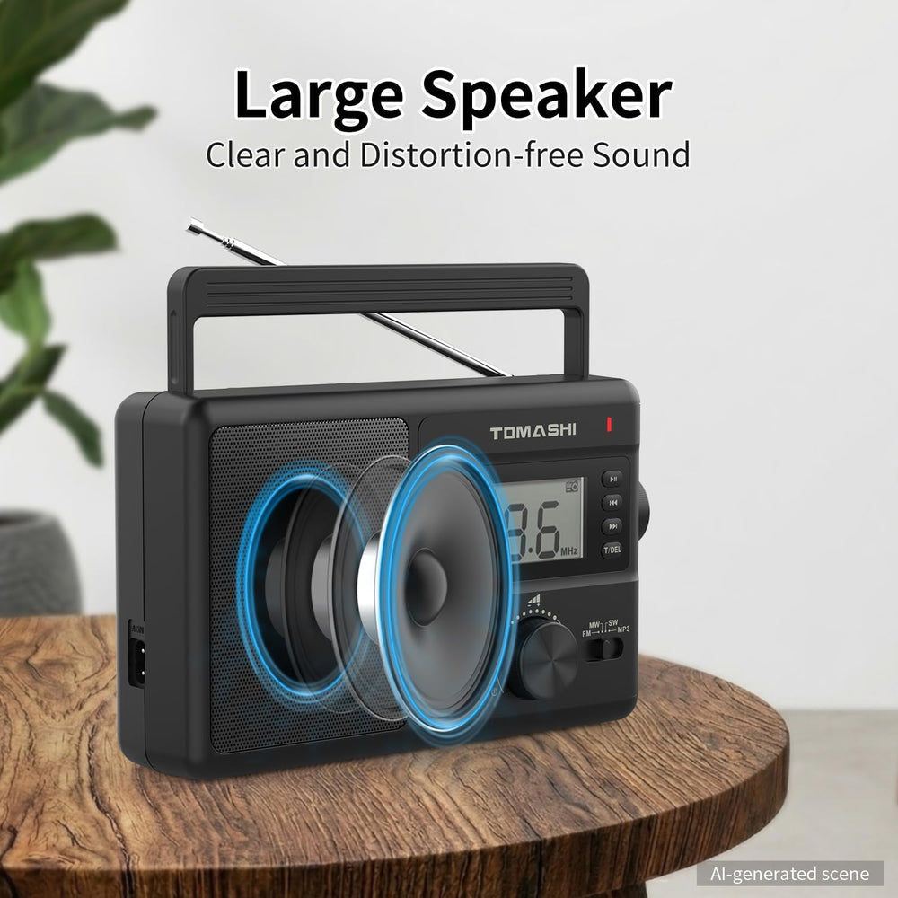 TOMASHI Portable AM FM SW Radio, AC/DC Powered Multi Band with Auto Scan