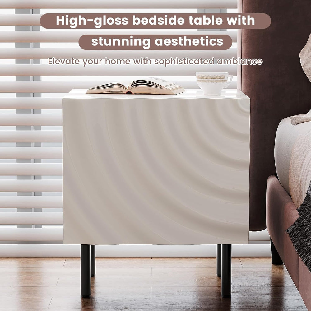 Nightstand Set of 2, Unique Design Side Table Set, Small Bedside Accent Table...