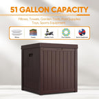 ZYJOYY 51 Gallon Resin Deck Box, Outdoor Storage Box Waterproof for Patio, Garden, Pool, and Deck, Storage Solution for Cushions, Tools, Delivery Packages, Brown
