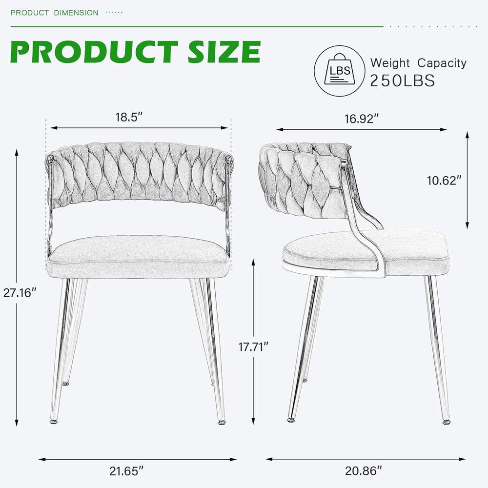 Velvet Dining Chairs Set of 2, Upholstered Dining Chair for Living Room, Mode...