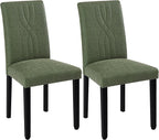 VECELO Upholstered Dining Chairs Set of 2, Modern PU Leather and Solid Wood Legs & High Back for Kitchen/Living Room- Green