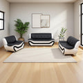 Leather Sectional Sofa Couches, Living Room Furniture Sets, 3 Pieces Modern Sofa Couch Set for Living Room/Apartment/Office/Bedroom, Black & White