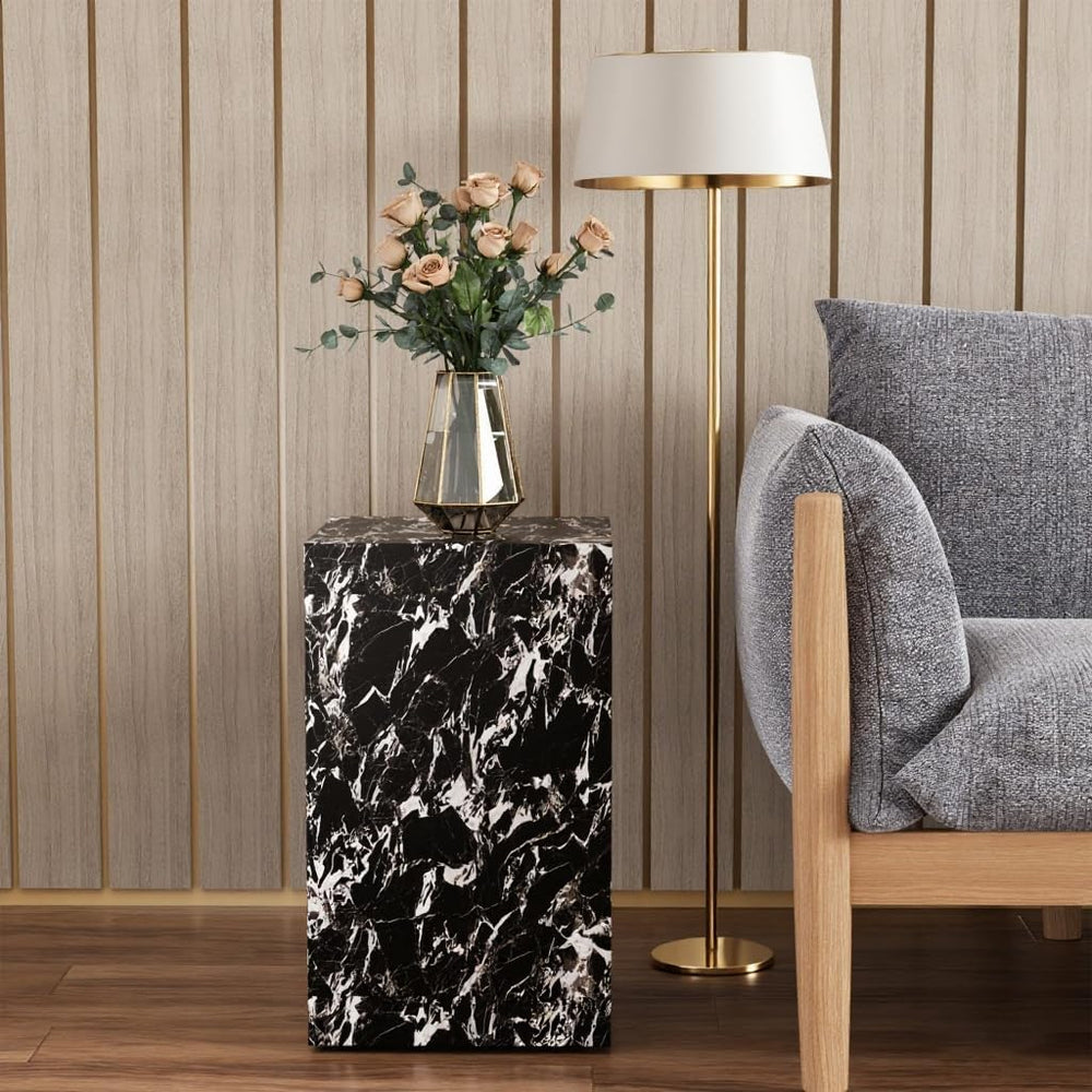 Modern Marble Side Table, 20" Small Square End Table for Living Room, Be...